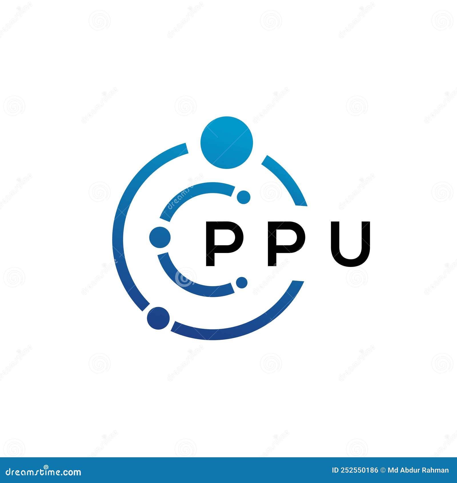 PPU Letter Technology Logo Design on White Background. PPU Creative Initials Letter it Logo
