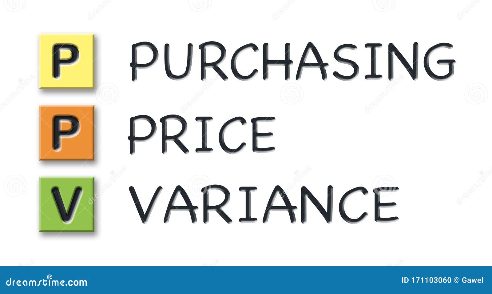 PPV Initials in Colored 3d Cubes with Meaning Stock Illustration