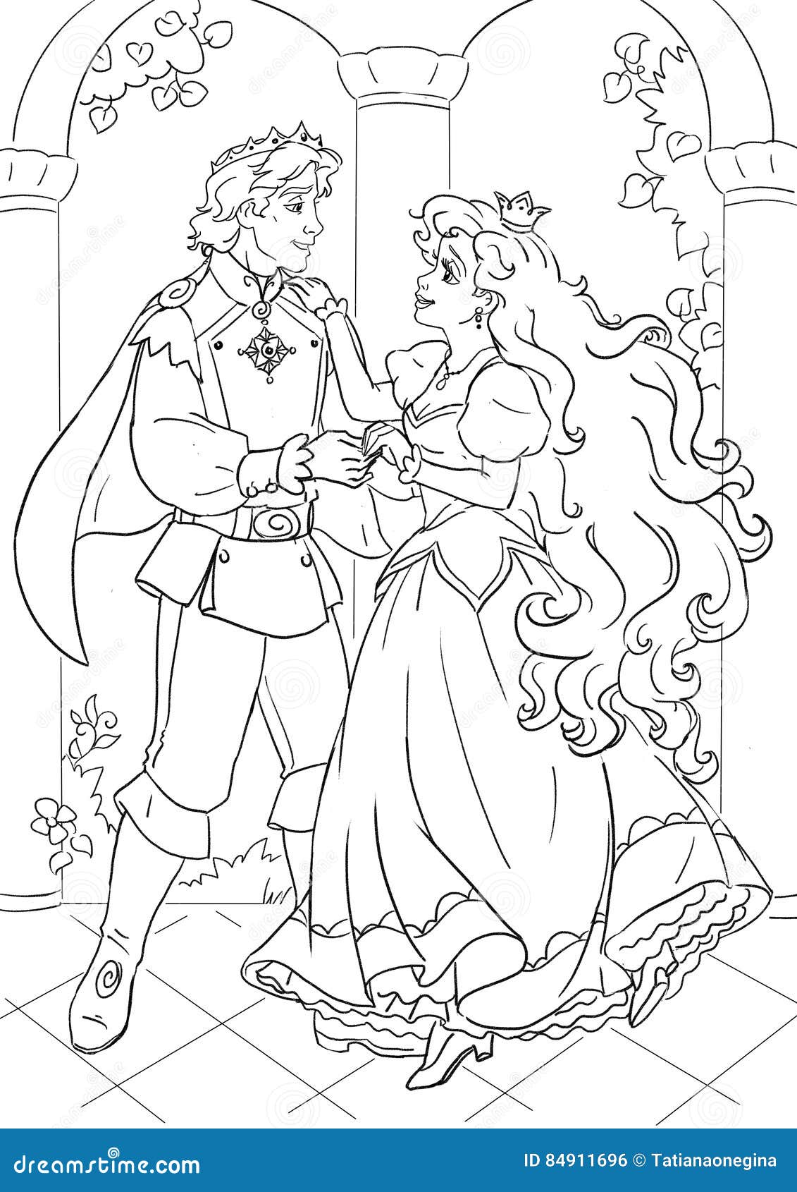 Príncipe Y Heroína De La Belleza Del Cuento De Hadas Stock de ilustración -  Ilustración de contorno, corona: 84911696