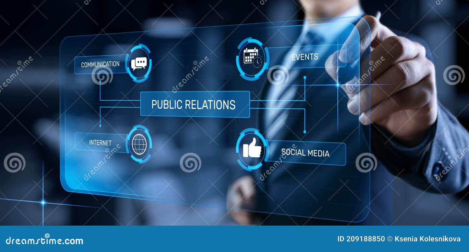 pr public relations concept. communication advertising marketing strategy.