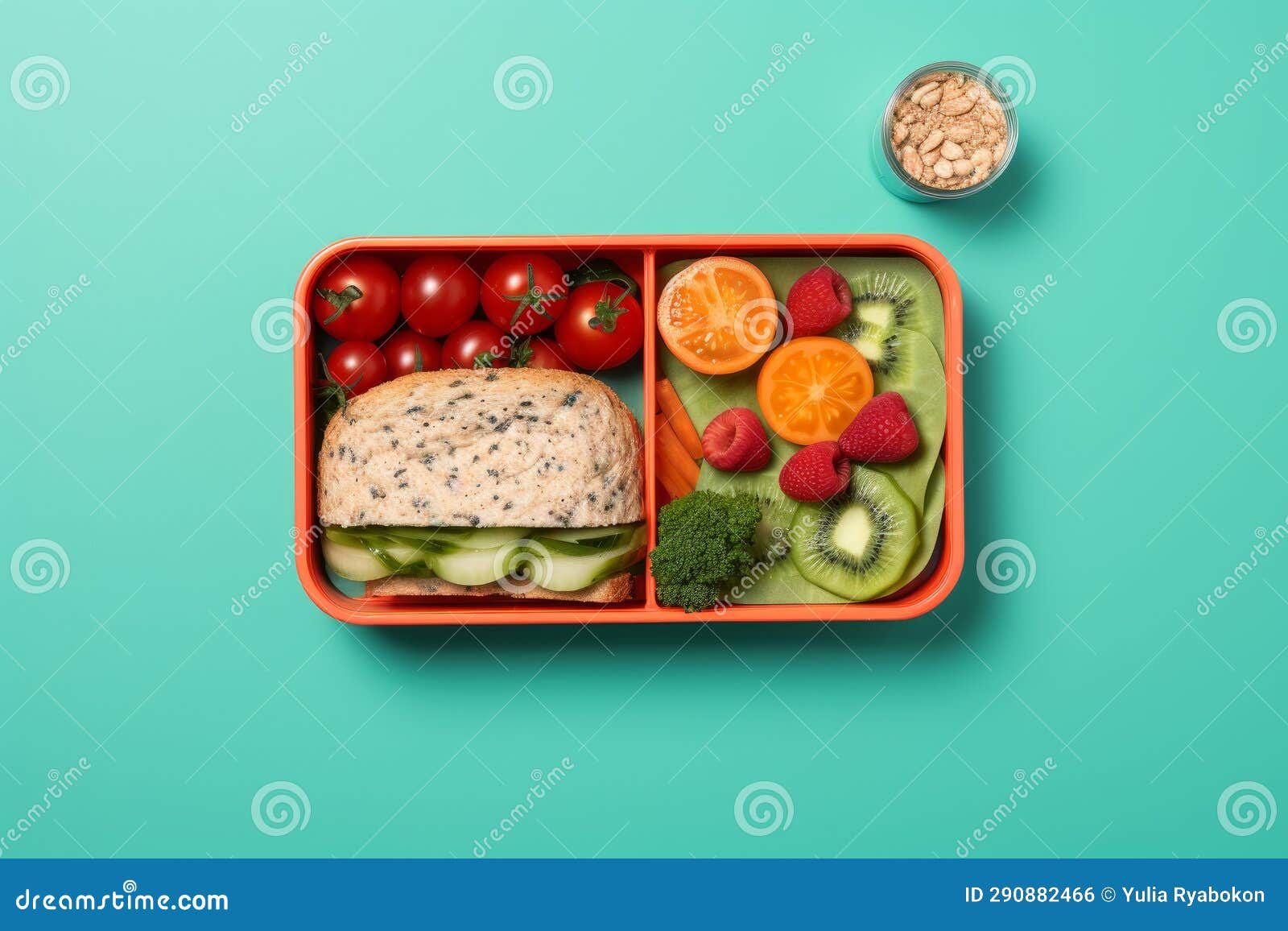 Practical Food Lunch Steel Box. Generate Ai Stock Illustration