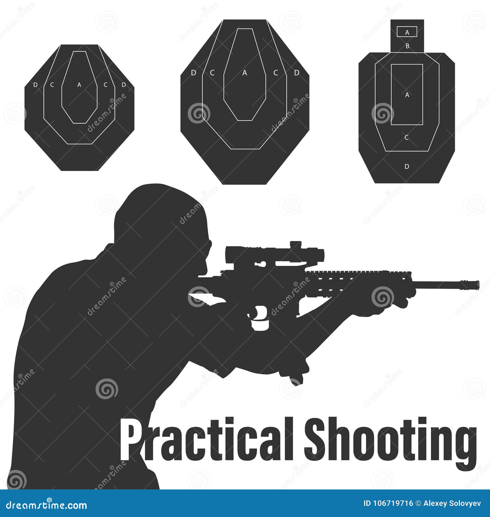 practical shooting man and rifle targets 