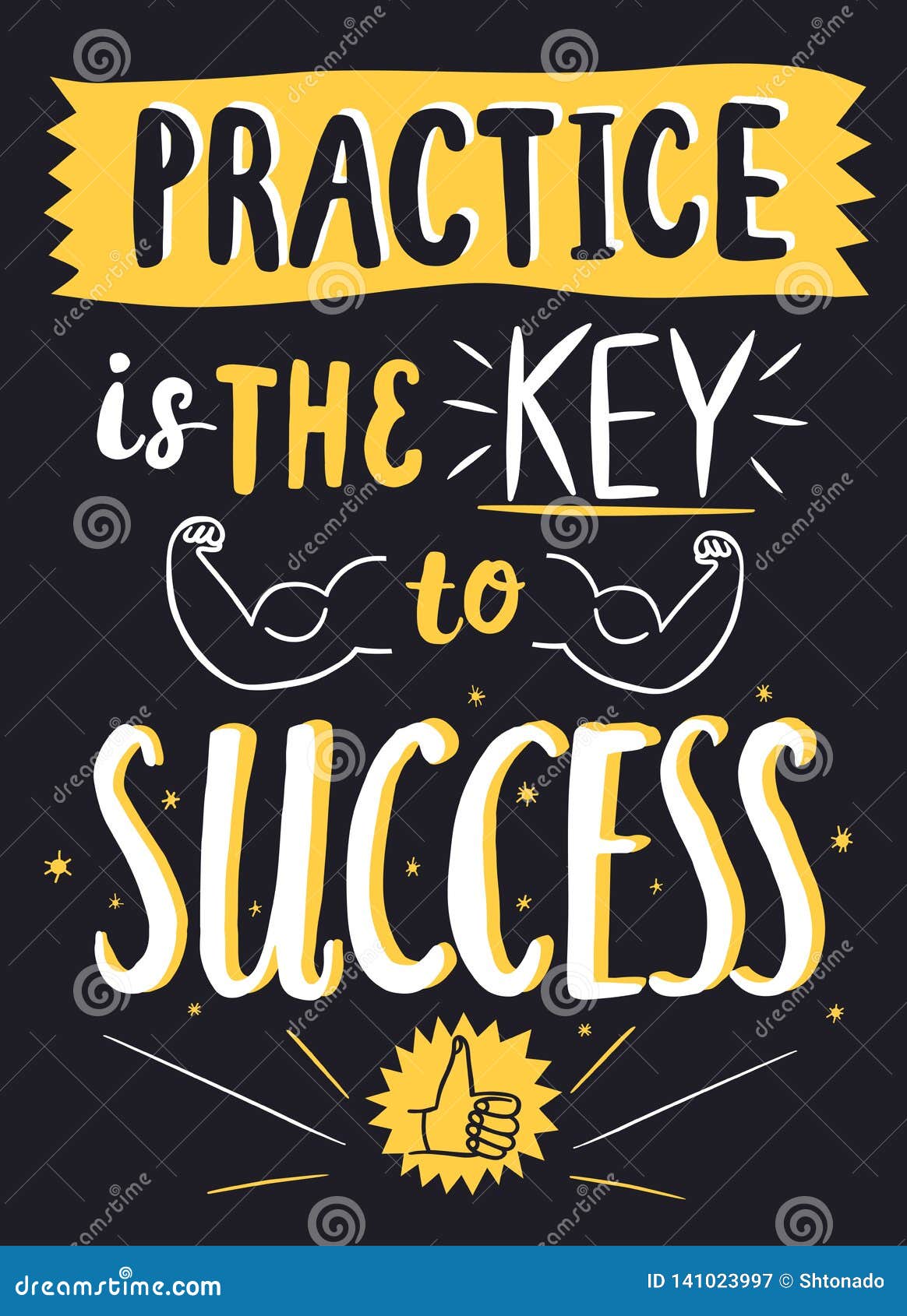 Practice Is The Key To Success Decorative Quote Stock Illustration ...