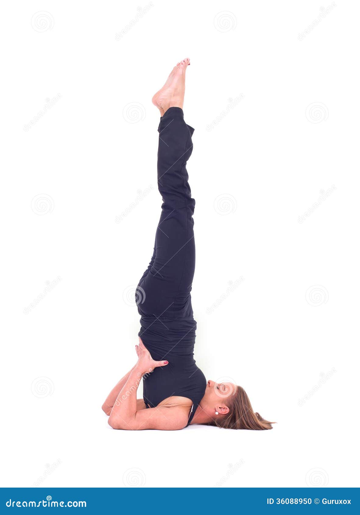 Practicing Yoga Exercises / Shoulderstand Sarvangasana Viparita