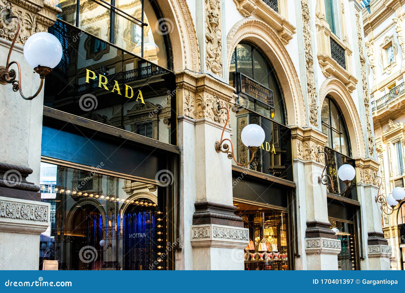 Prada Store in Galleria Vittorio Emanuele II Shopping Mall in Milan  Editorial Photography - Image of editorial, style: 170401397