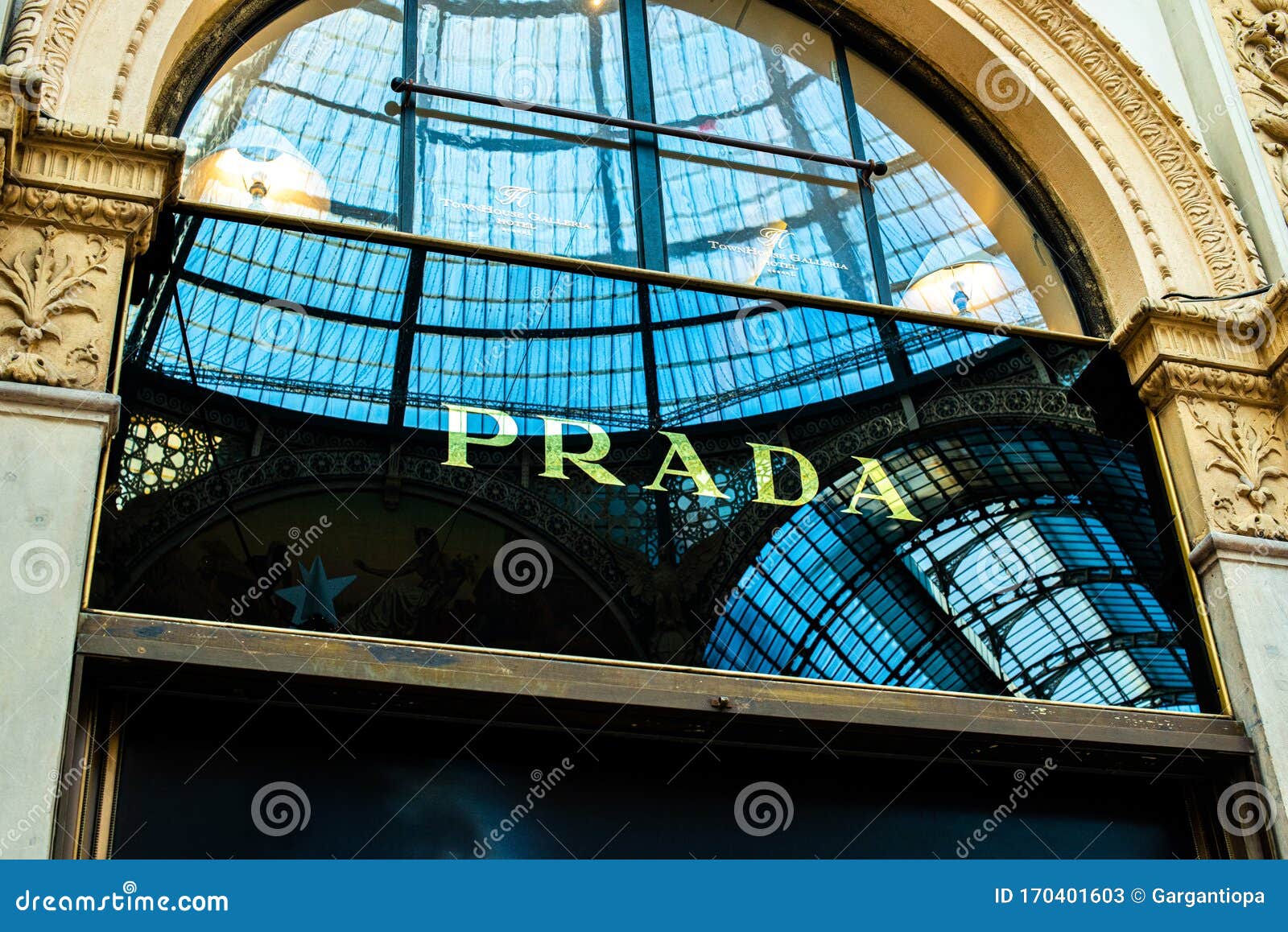 Prada shop. Galleria Vittorio Emanuele II. Milan, Italy Stock