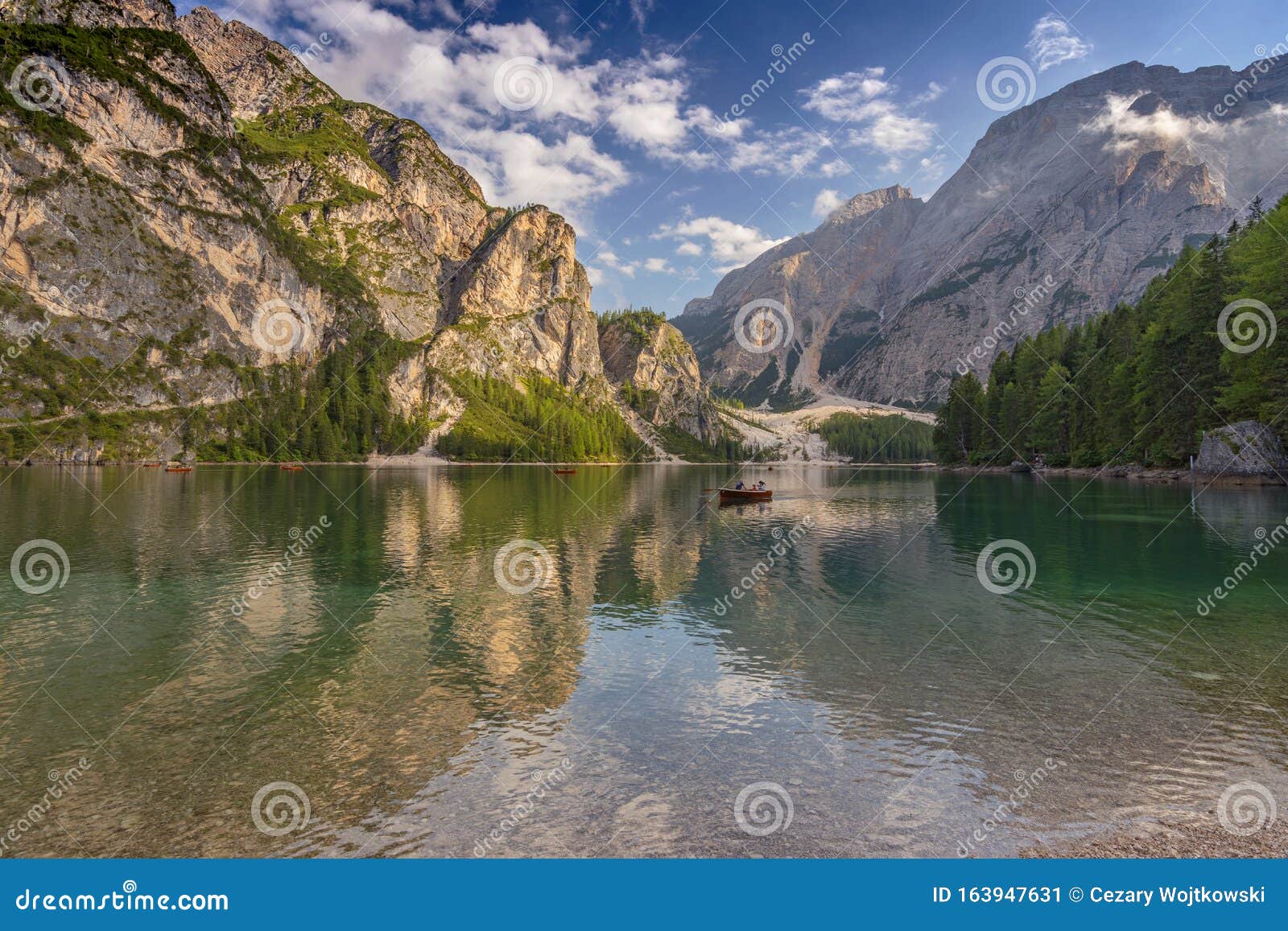 Wandbild Lago Di Braies - Leinwanddruck Pragser Wildsee Dolomiten 80x40cm