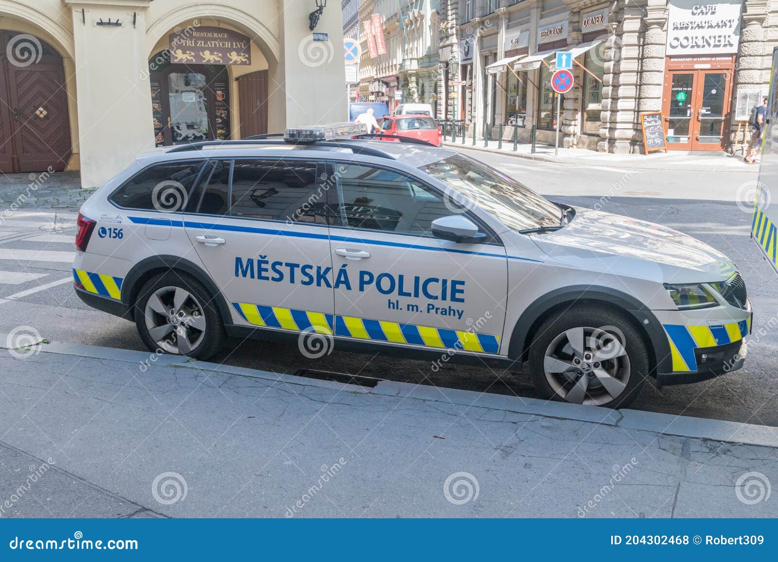 Car of Municipal Police Czech Mestska Policie at Prague Editorial