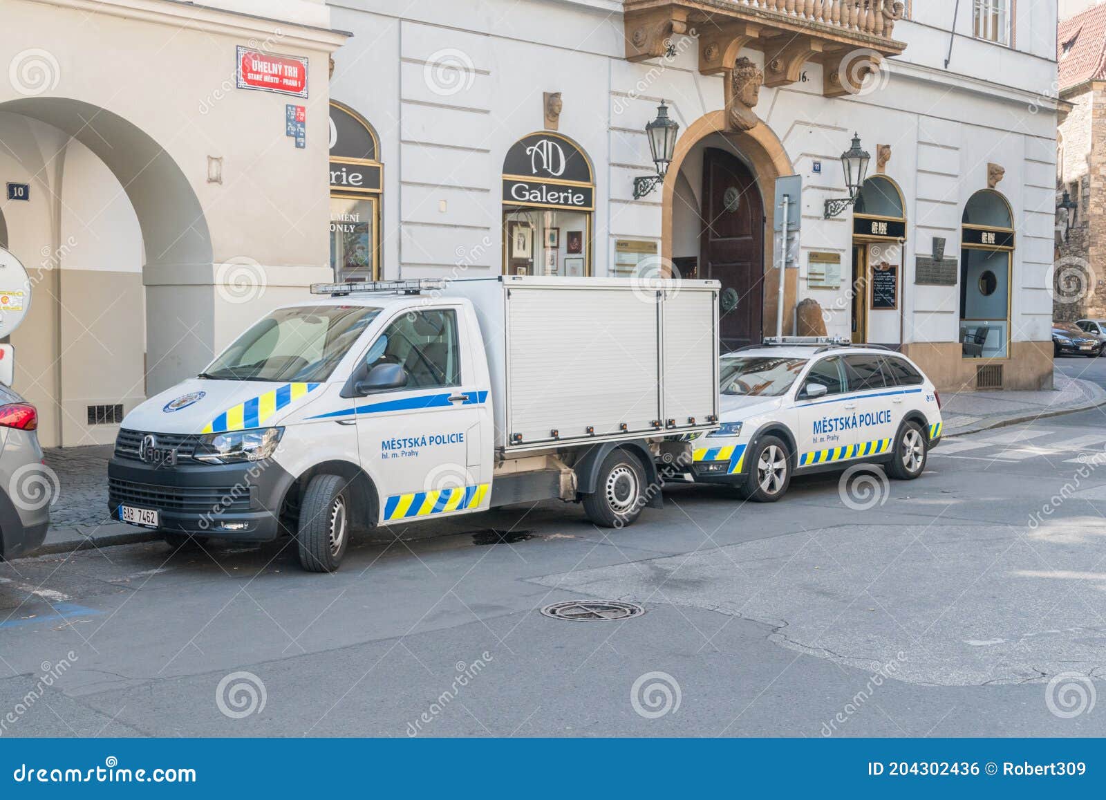 Cars of Municipal Police Czech Mestska Policie at Prague Editorial