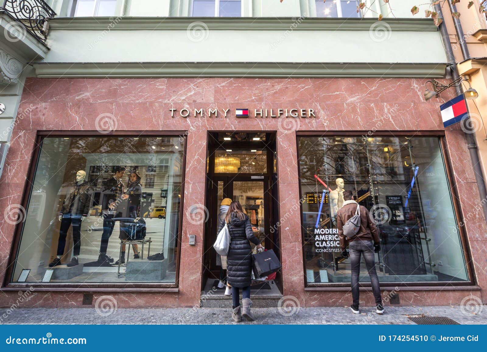 Hilfiger Logo on Their Local Boutique in Editorial Image - Image collection, market: