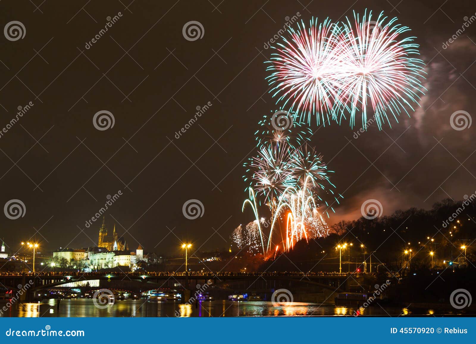 Prague firework stock photo. Image of prague, fireworks 45570920