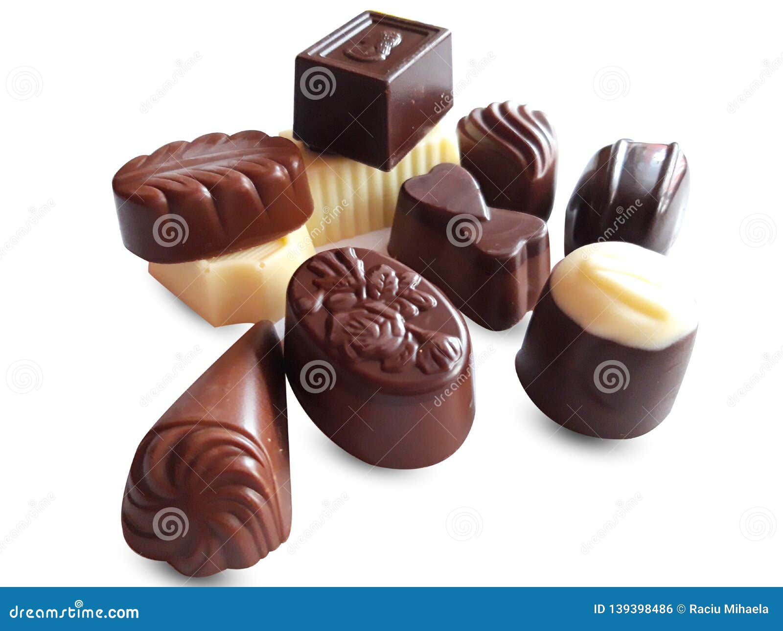 Praline chocolate. stock photo. Image of closeup, isolated 139398486