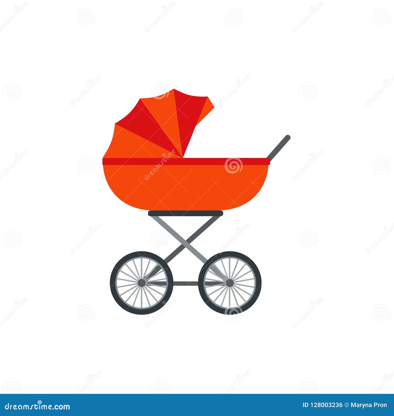 Pram, Baby Carriage in Flat Design. Vector Cartoon Illustration. Stock  Vector - Illustration of element, icon: 128003236