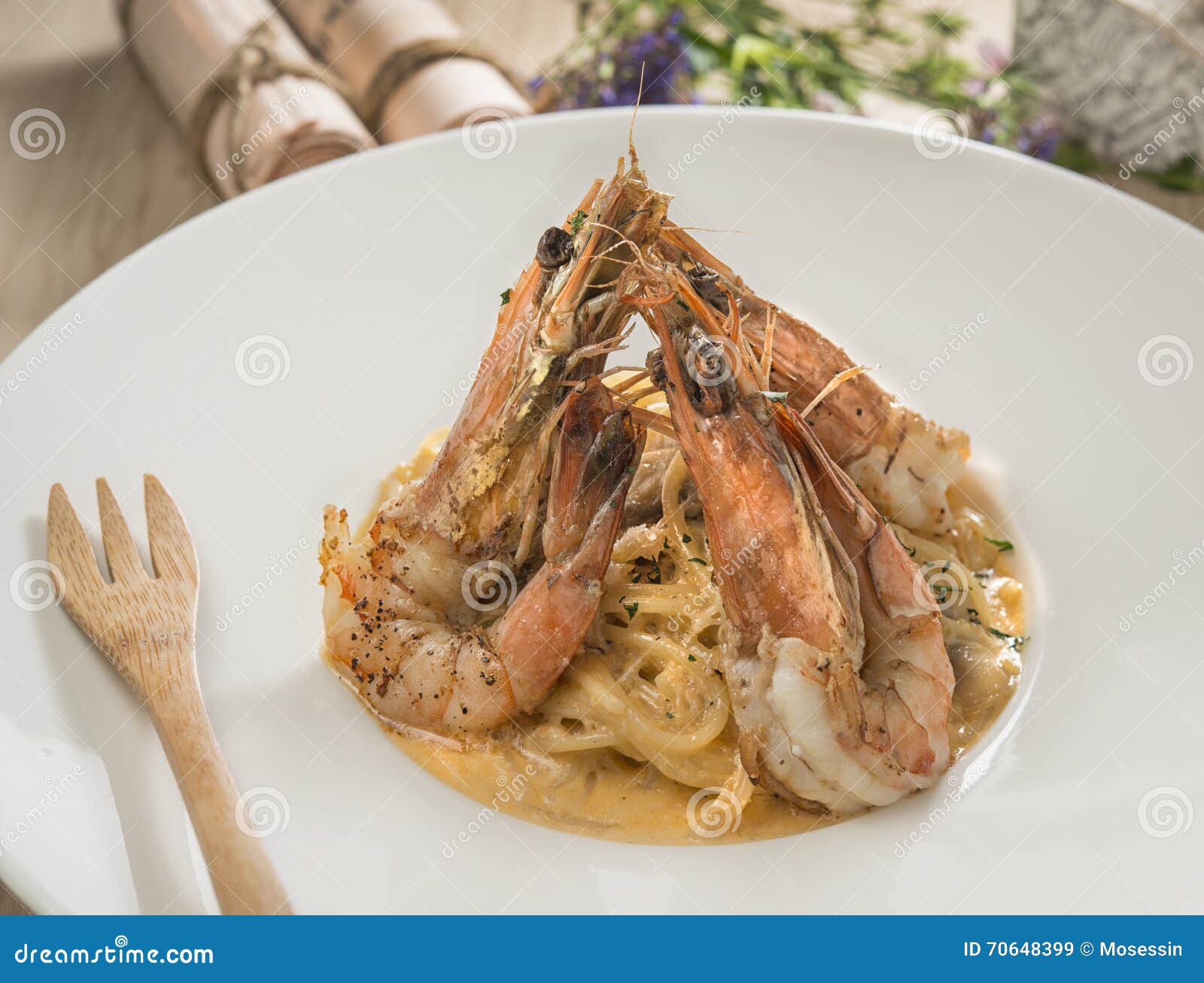 Prawn Pasta stock image. Image of spahagetti, butter 70648399
