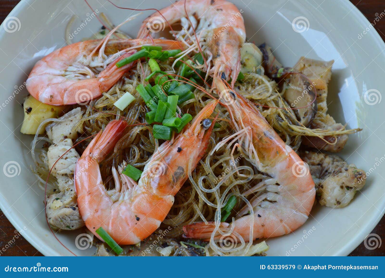 Prawn Steamed with Glass Noodle on Dish Stock Image Image of noodle