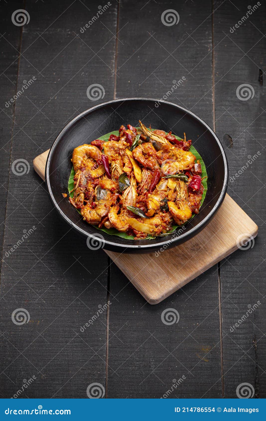 prawns roast with dark background
