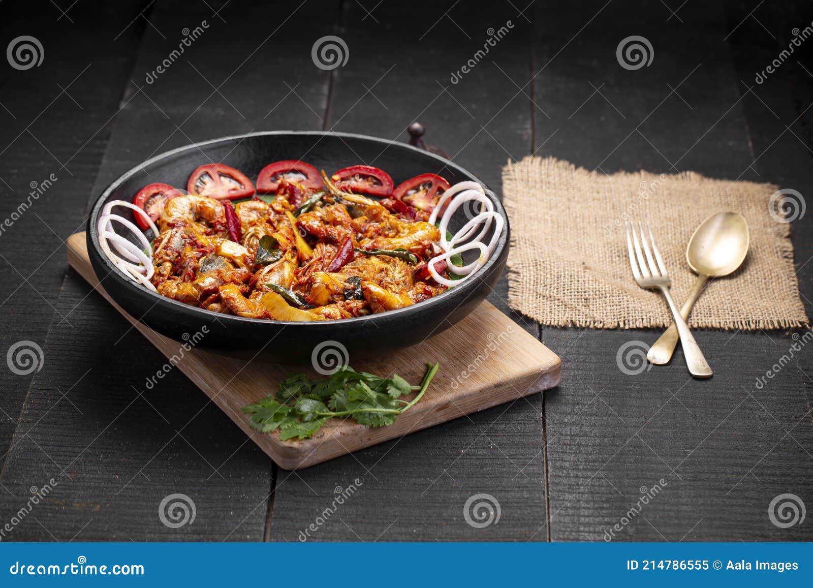 prawns roast with dark background