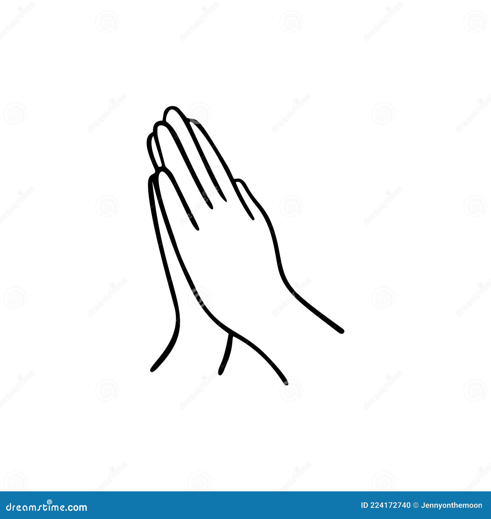 Pray Gesture Human Hand. Vector Doodle Illustration. Stock Vector ...