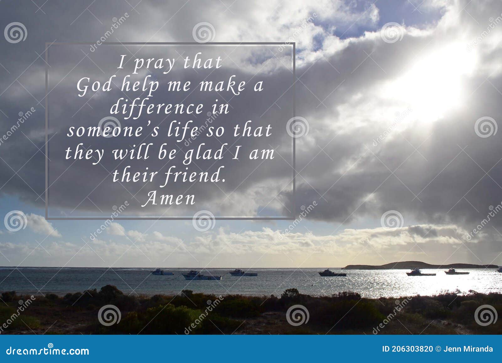 Prayer with Blurred Sunset Ocean Image. Prayer Quote Concept Stock