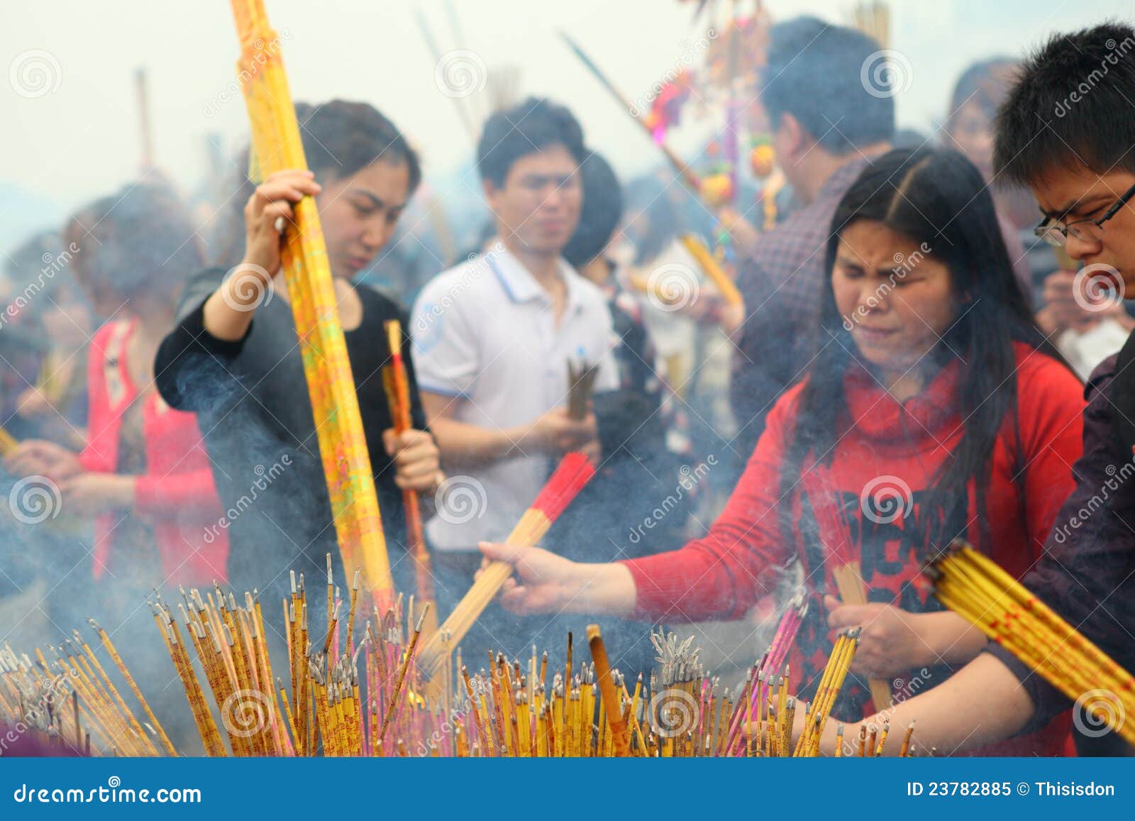 Prayer Burning Incense and Wish Good Luck Editorial Image Image of