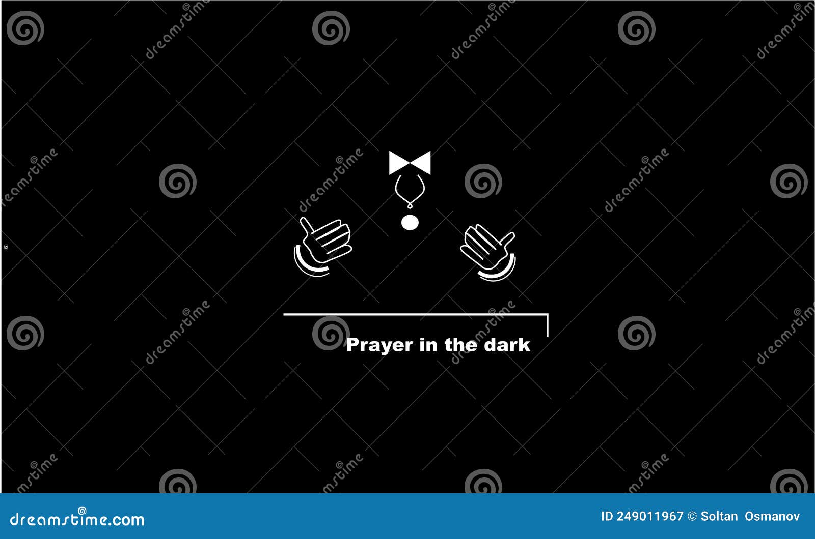 Prayer in the Dark with Open Hands. Stock Illustration Illustration
