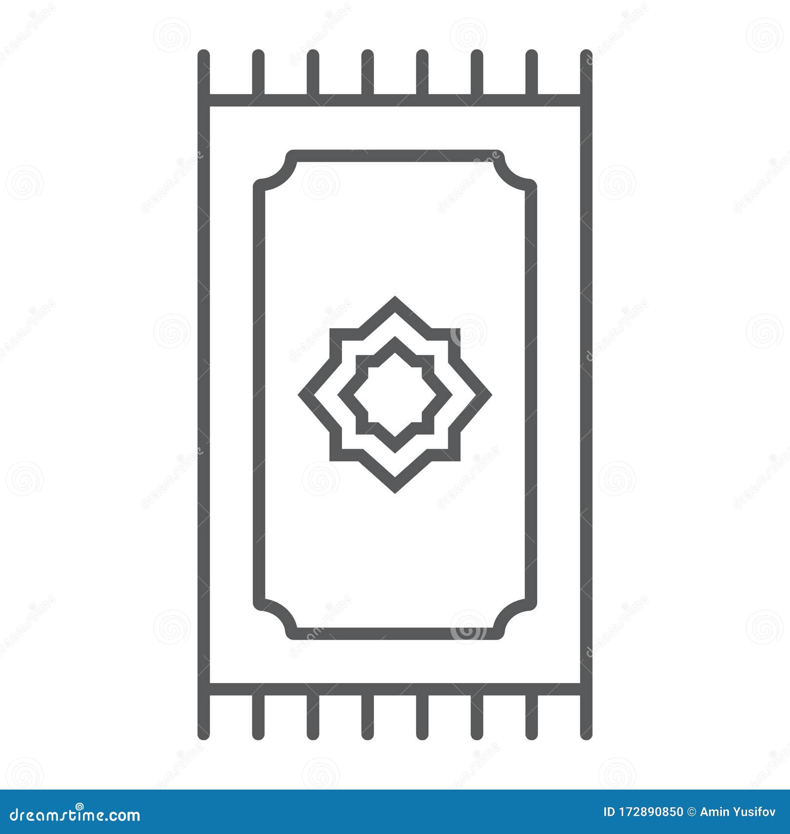Prayer Rug Thin Line Icon, Ramadan and Islam, Prayer Carpet Sign