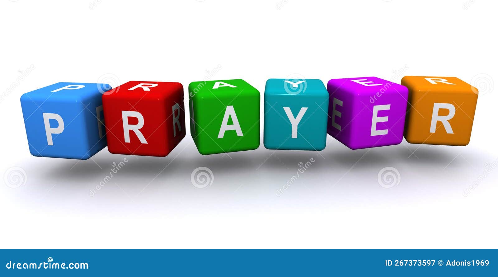 Prayer word block on white stock illustration. Illustration of blue