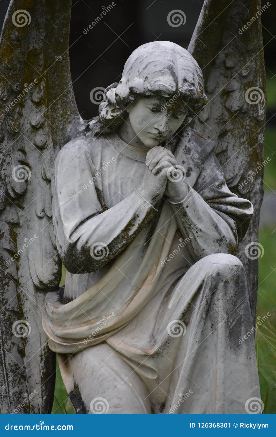 Praying Angel Found In Oakwood Cemetery In Fort Worth Texas Stock Image