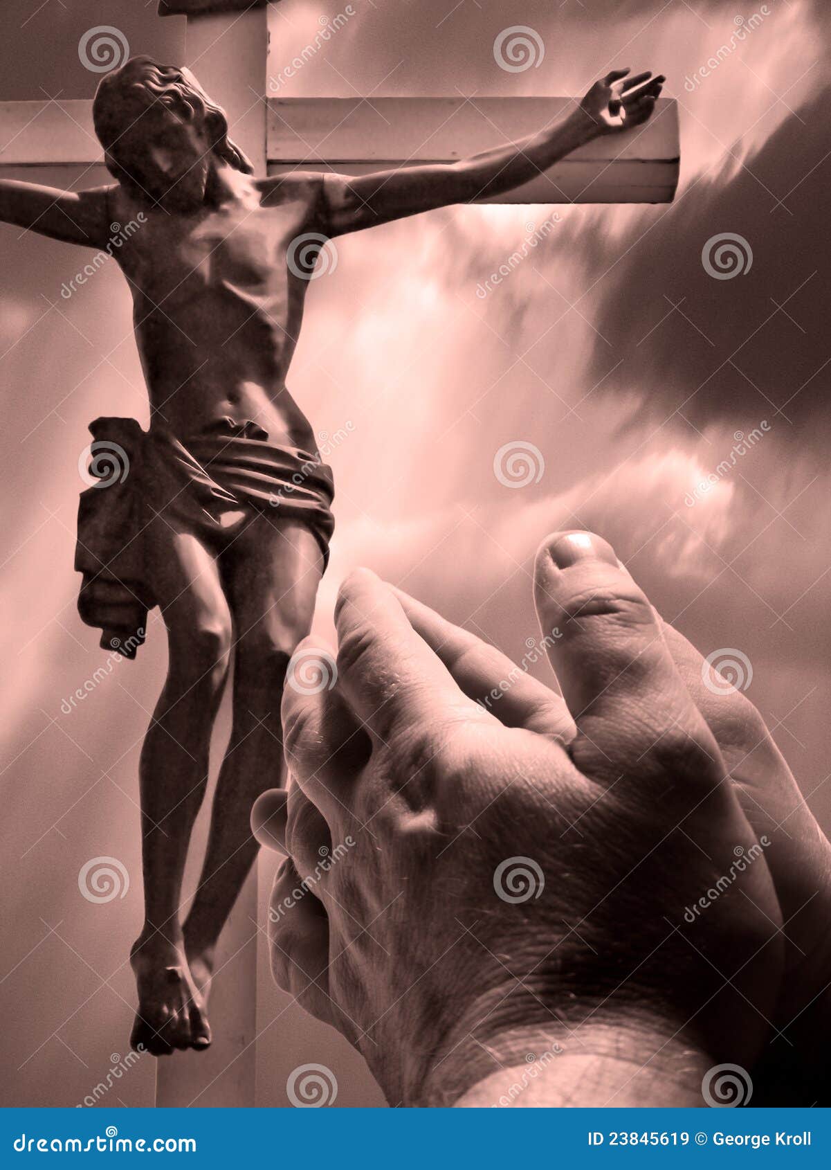 praying hands with cross