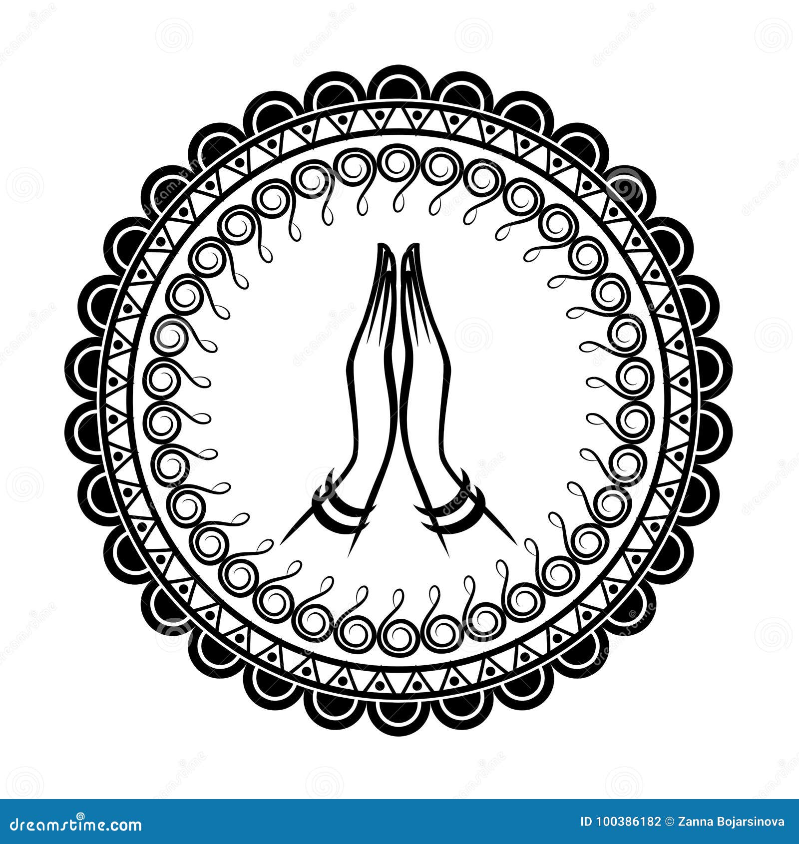 Download Praying Hands With Decorative Indian Ornament Mandala ...