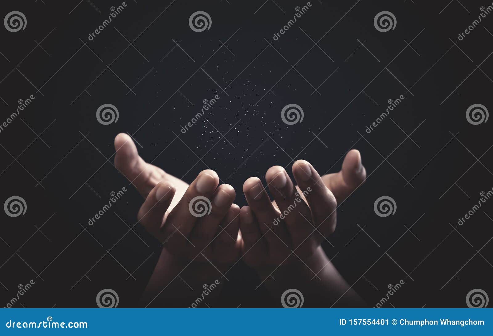 praying hands with faith in religion and belief in god on blessing background. power of hope or love and devotion