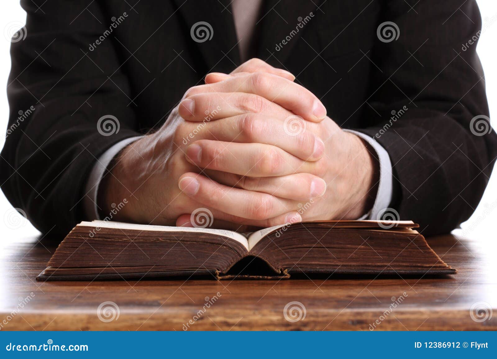 Praying Hands on an Open Bible Stock Photo - Image of background, adult