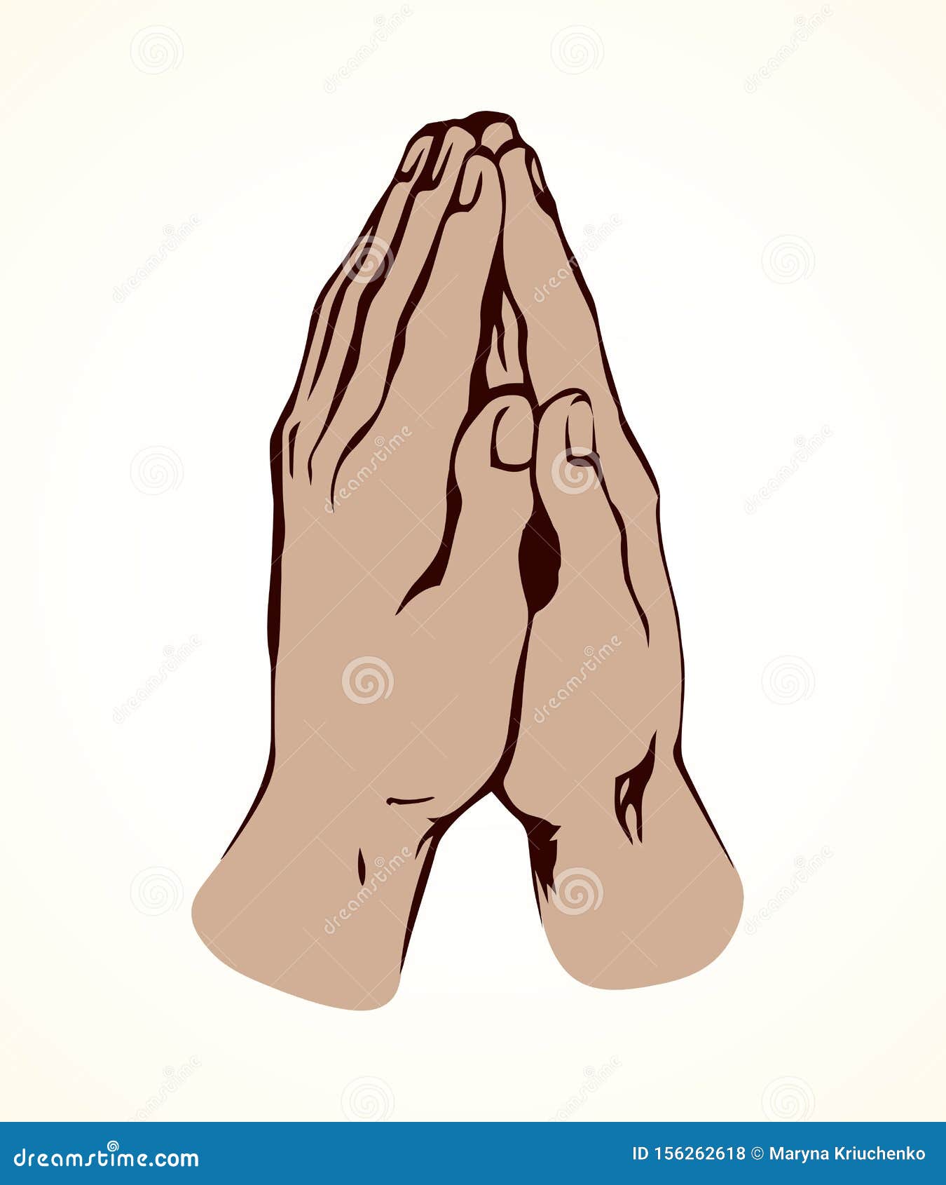 Praying Hands. Vector Drawing Stock Vector - Illustration of cartoon