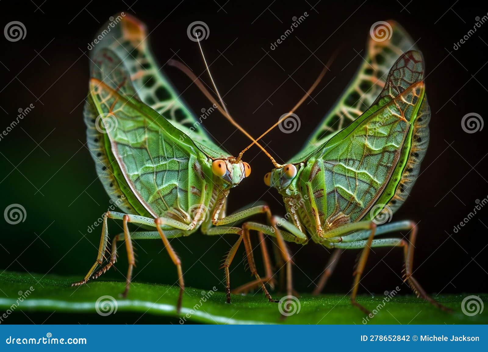Generative Ai Illustration of a Pair of Praying Mantis Stock