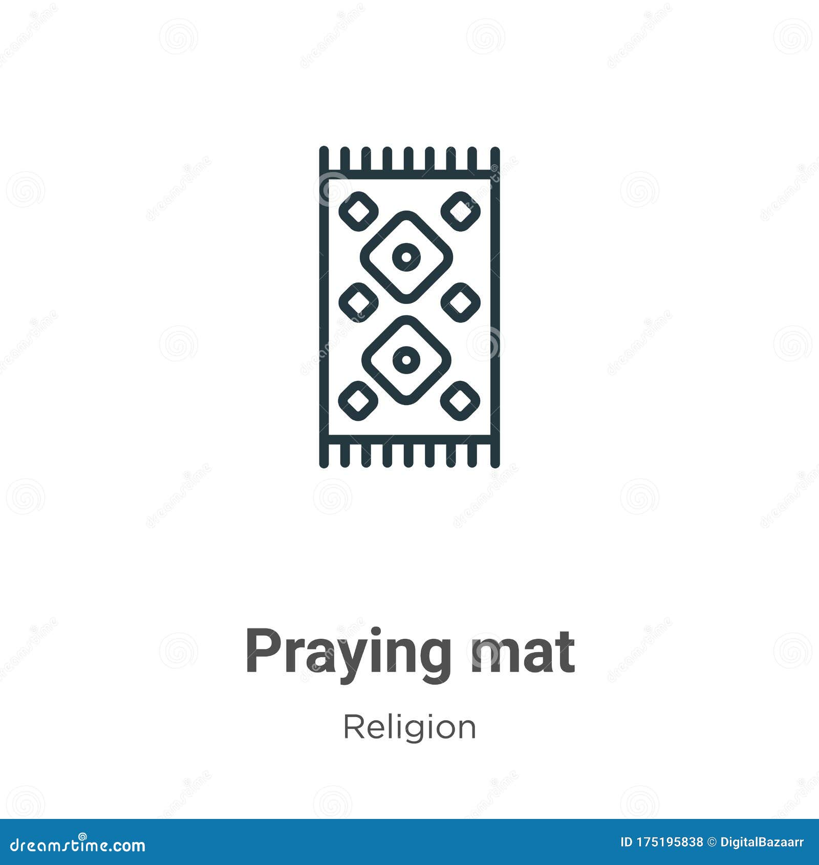 Praying Mat Outline Vector Icon. Thin Line Black Praying Mat Icon, Flat