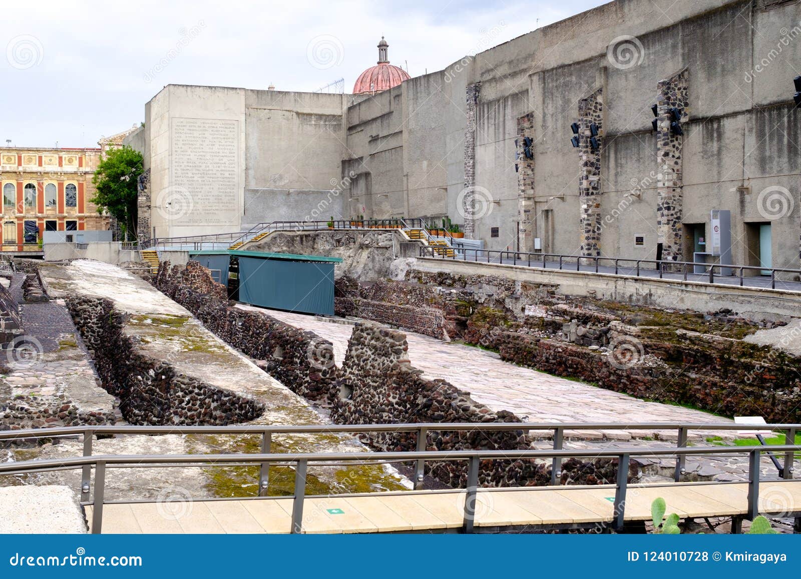 pre-hispanic ruins of the aztec city of tenochtitlan in mexico city