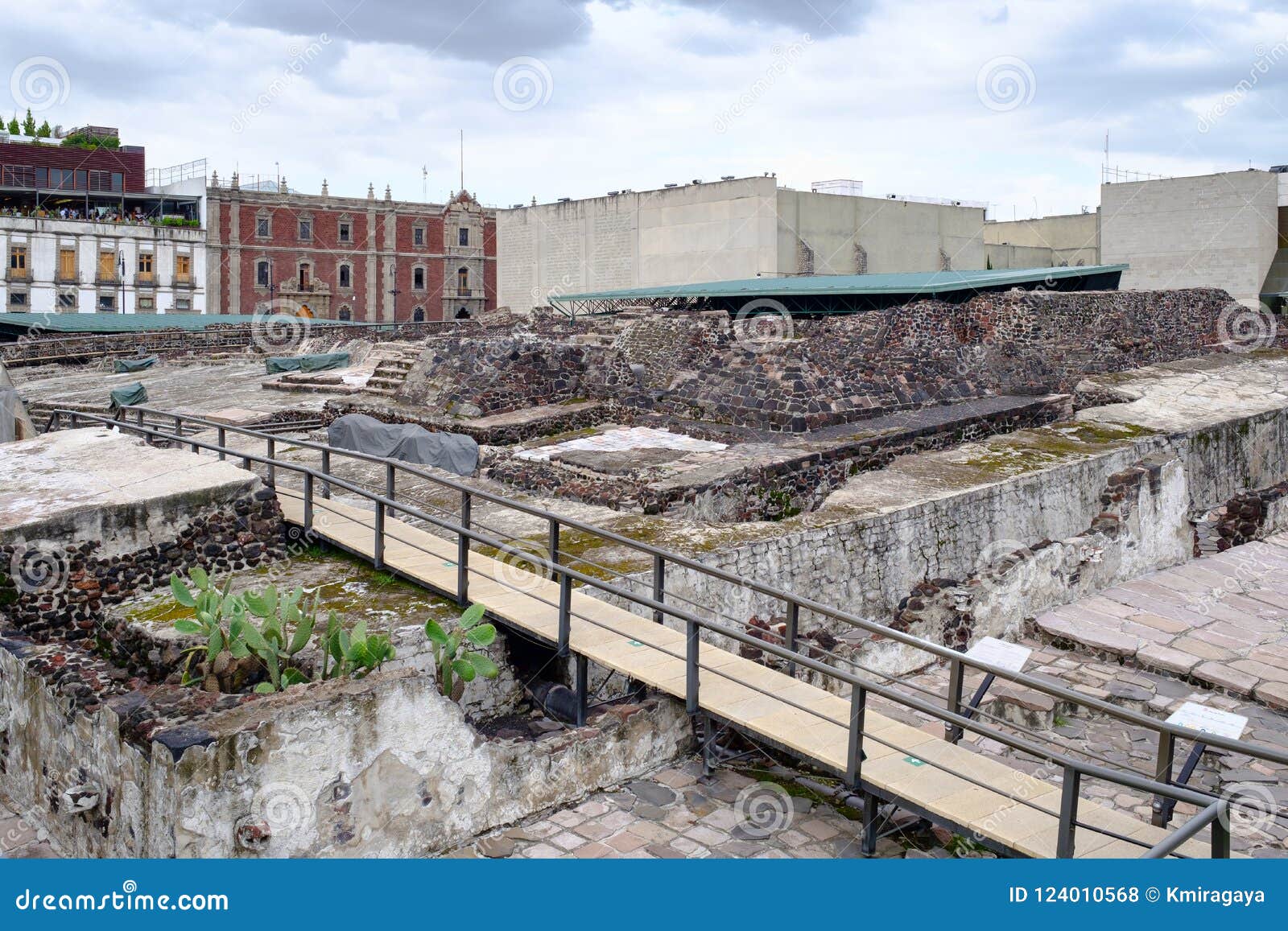 pre-hispanic ruins of the aztec city of tenochtitlan in mexico city