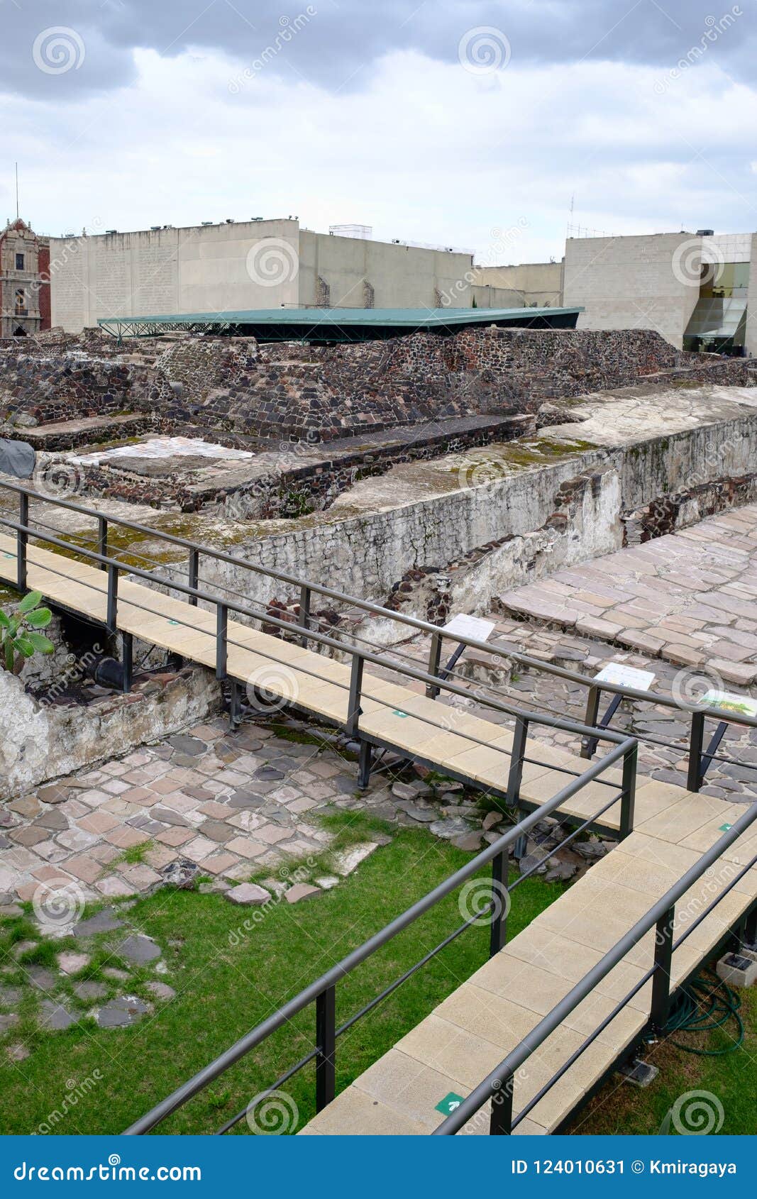 pre-hispanic ruins of the aztec city of tenochtitlan in mexico city