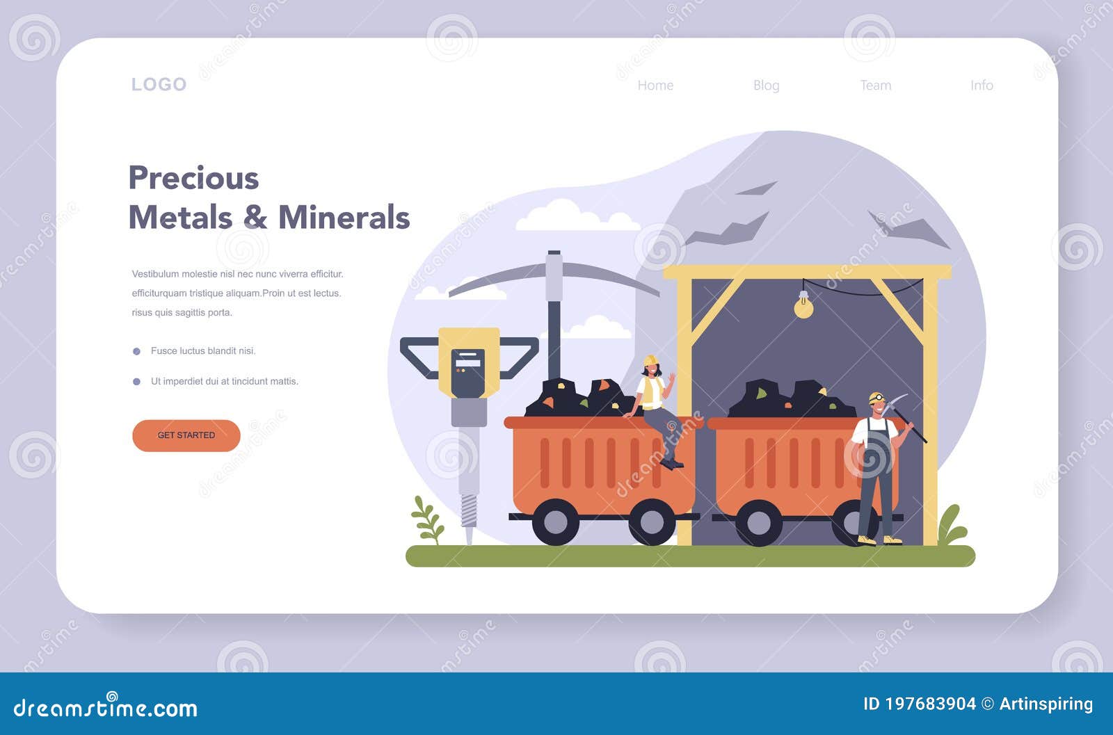 precios metal and minerals industry web banner or landing page