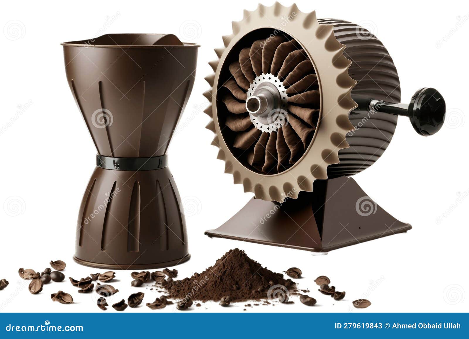 Precise Coffee Burr Mill Grinder Isolated Conical Blades on a