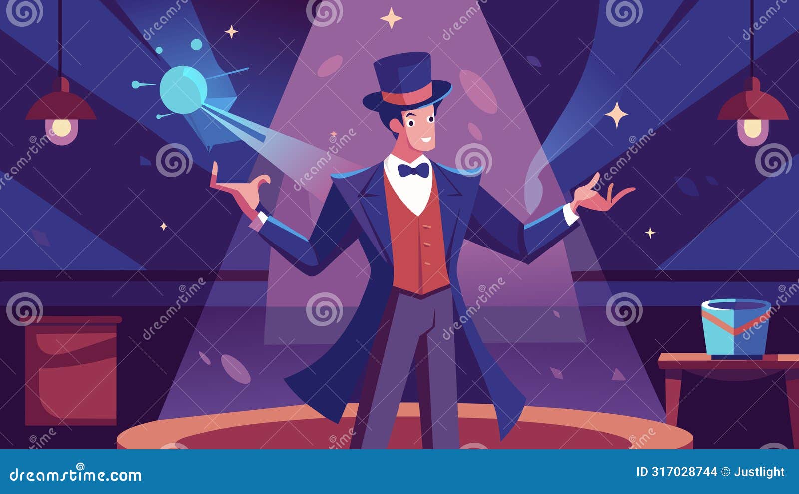 with precise movements the magician manipulated the lighting in the room creating a mystifying atmosphere that enhanced