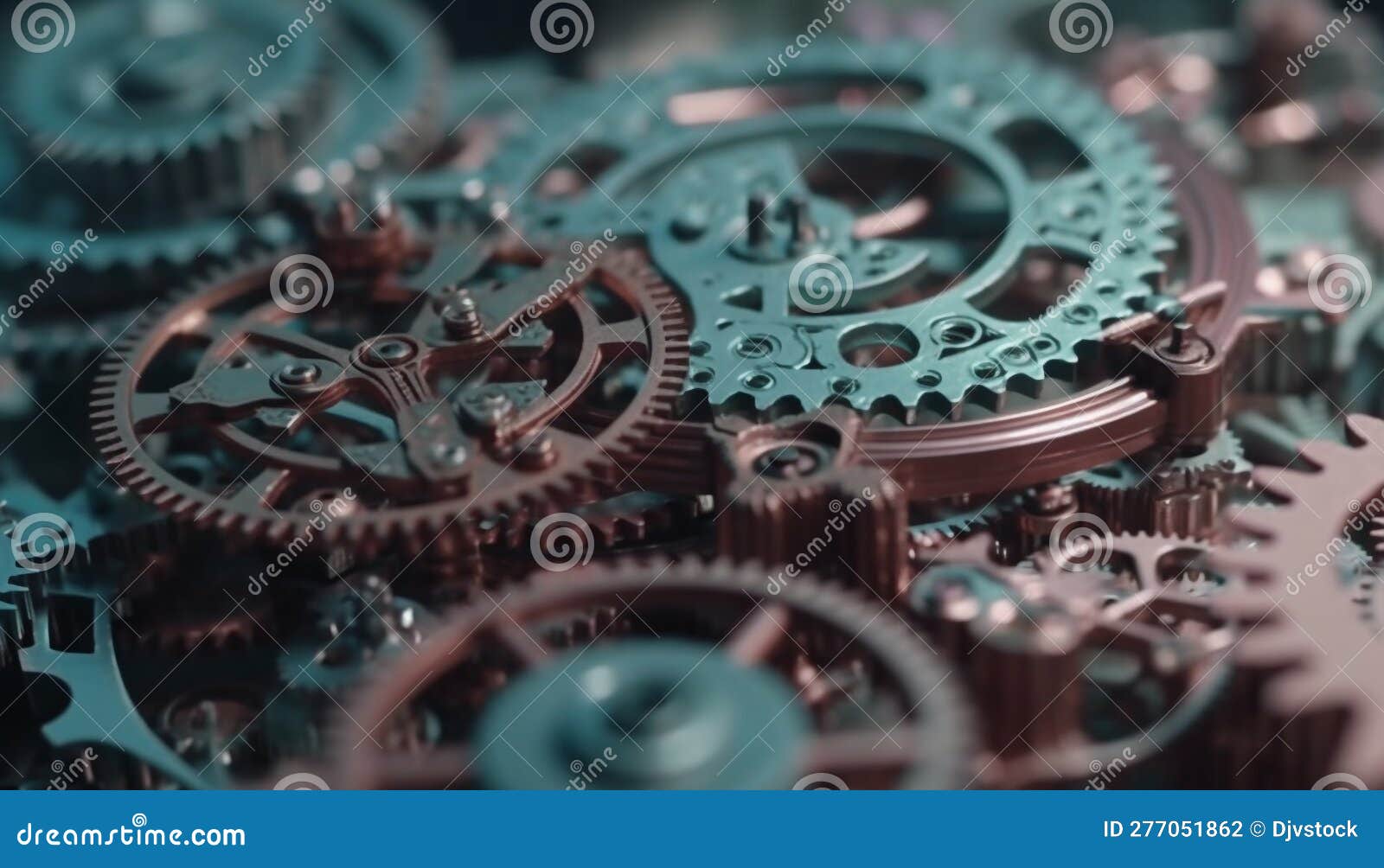 Precision Teamwork Turning Metallic Clockworks Inside Machinery ...
