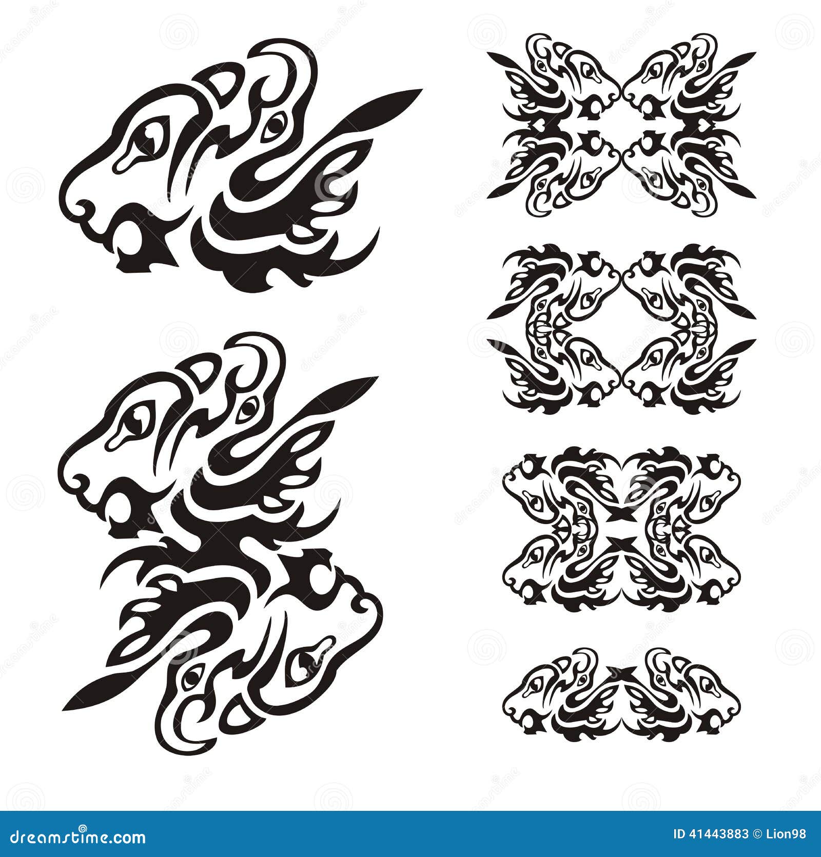 predator head formed by two s: head of a lion and eagle
