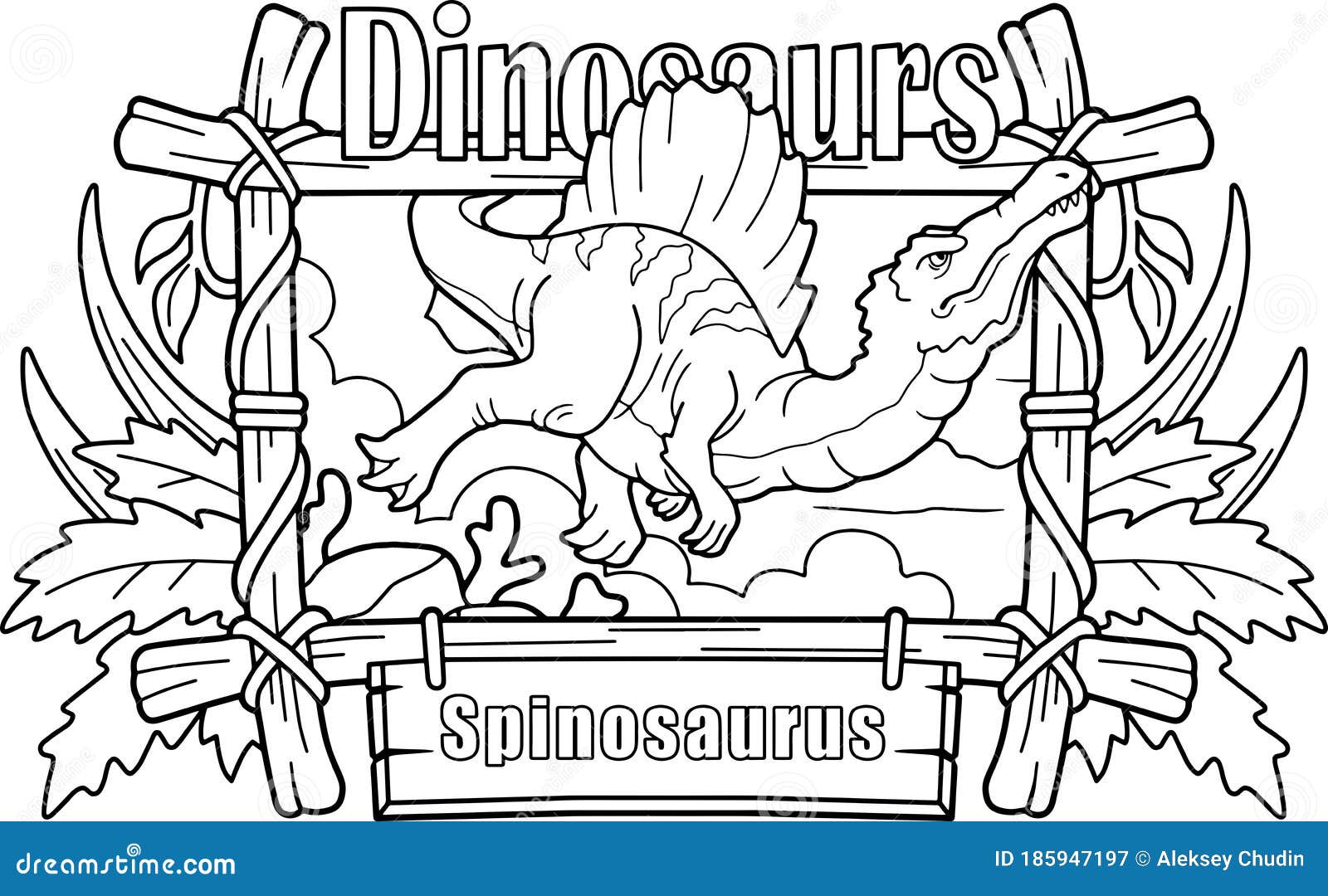 Dinosaur Spinosaurus, Hunts Underwater, Coloring Book, Funny ...