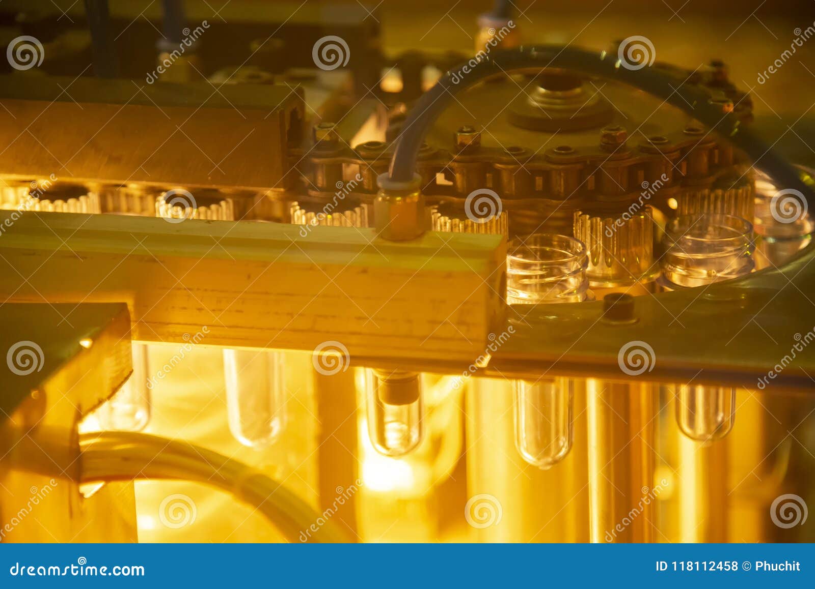 the preform  of plastic bottle product in the heater