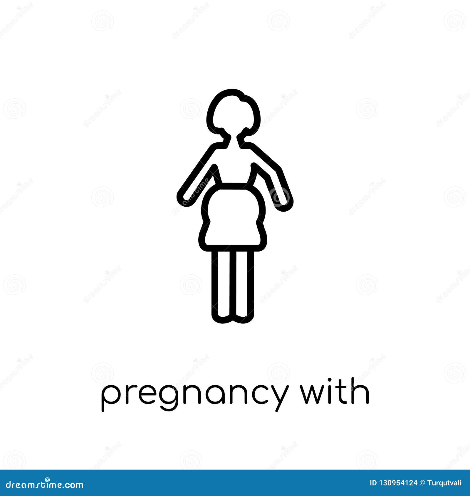 Pregnancy With Hearts Icon Trendy Modern Flat Linear Vector Pregnancy With Hearts Icon On White