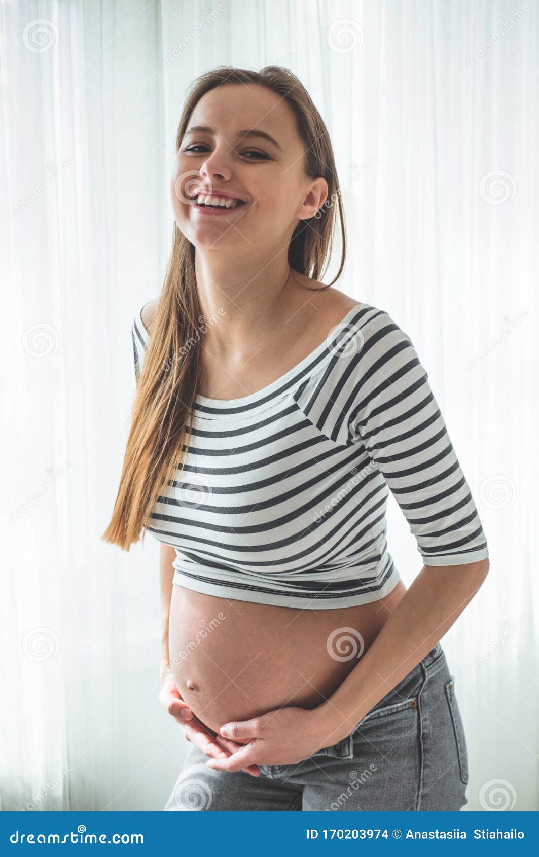 Pregnant girl with huge belly