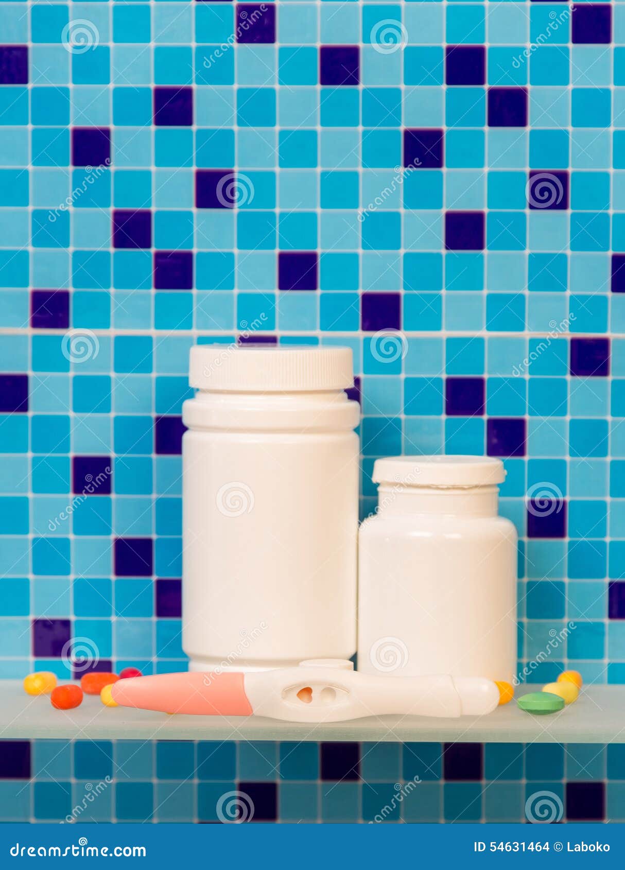 Pregnancy test with pills stock photo. Image of ovulation 54631464