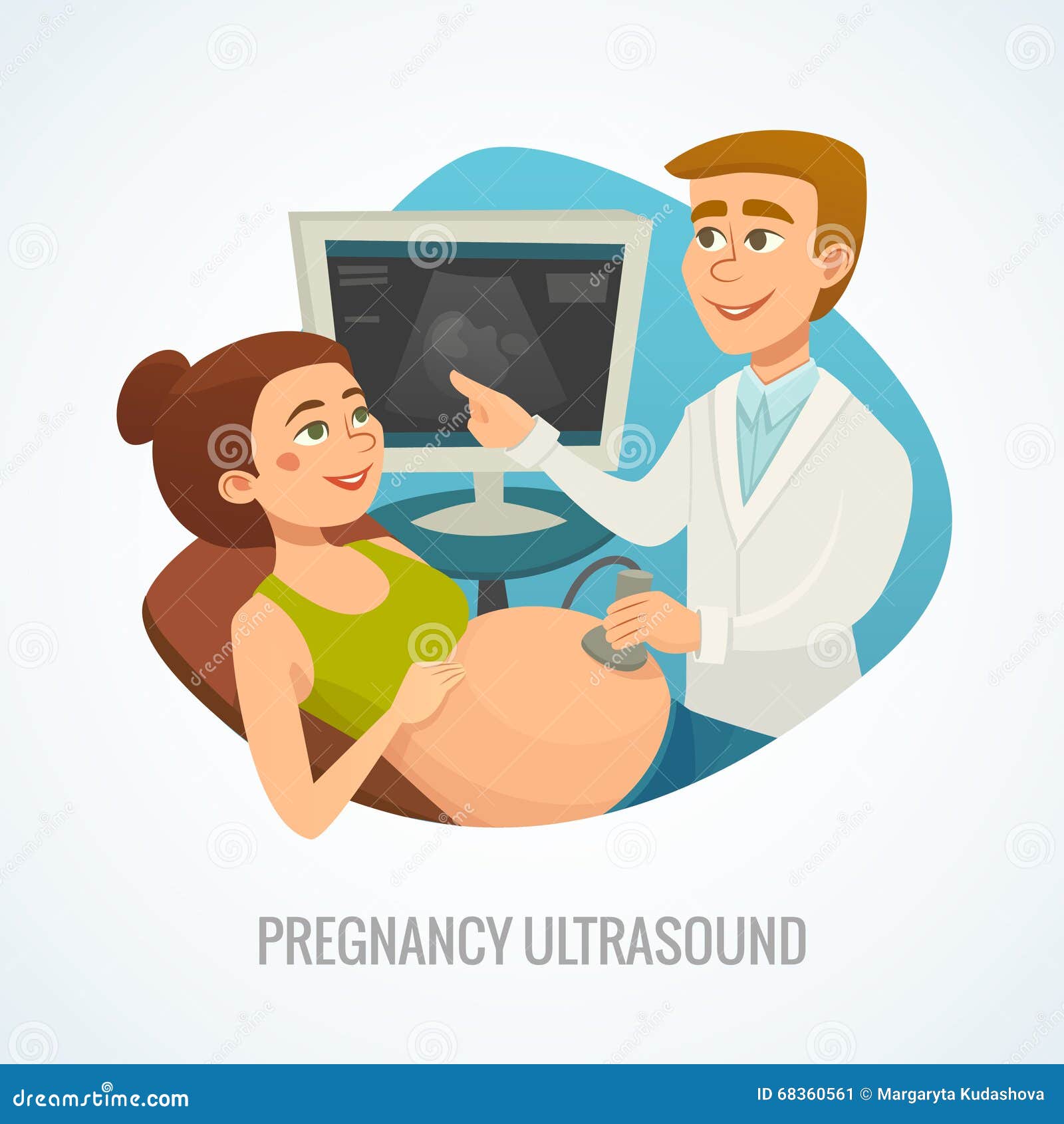 Pregnancy Ultrasound Composition Concept, Pregnant Woman with Doctor