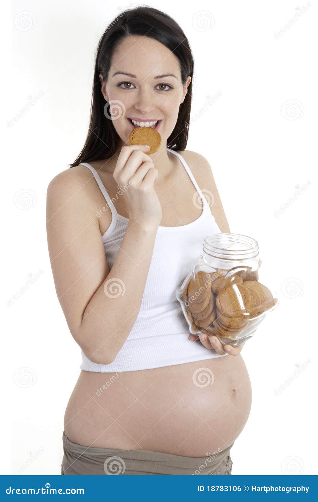 Pregnancy Woman Eating Ginger Biscuit Stock Photo Image of female